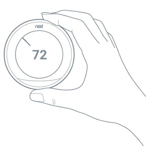 Animated hand turning the temperature up on Nest thermostat