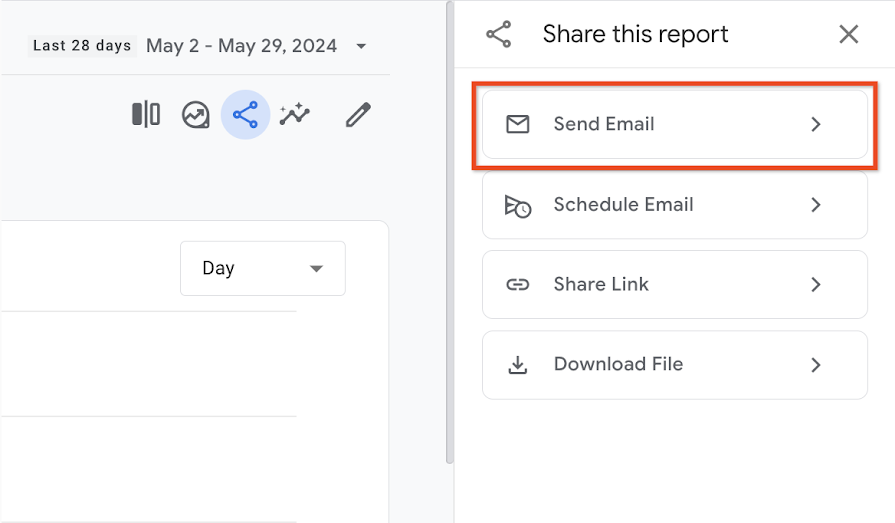 This image shows the option for sending reports by email.