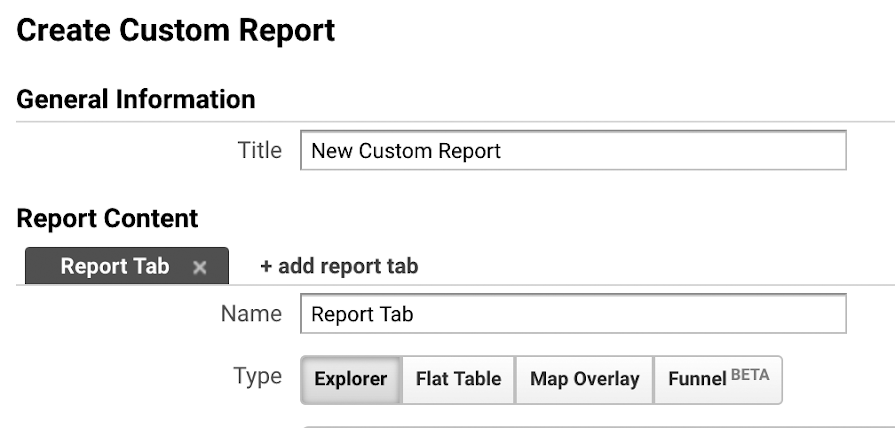 You can customize the report types in each Report Tab.