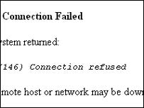 Connection failed error message, BBC