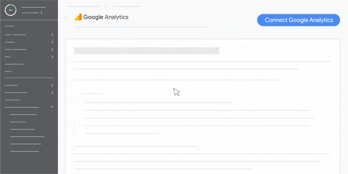An animated GIF demonstrating how to connect Google Analytics to Wix.