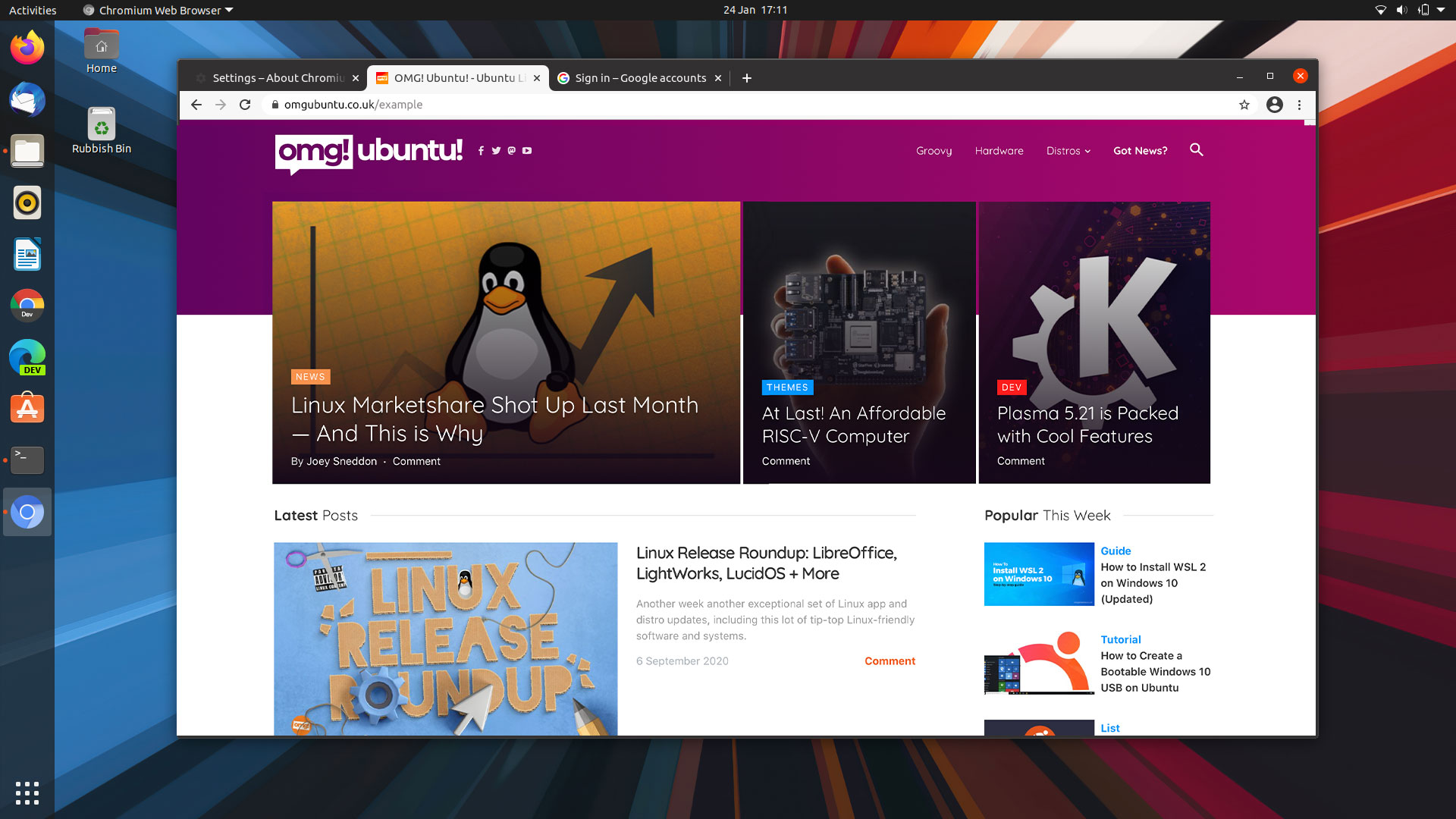 chromium browser on ubuntu screenshot