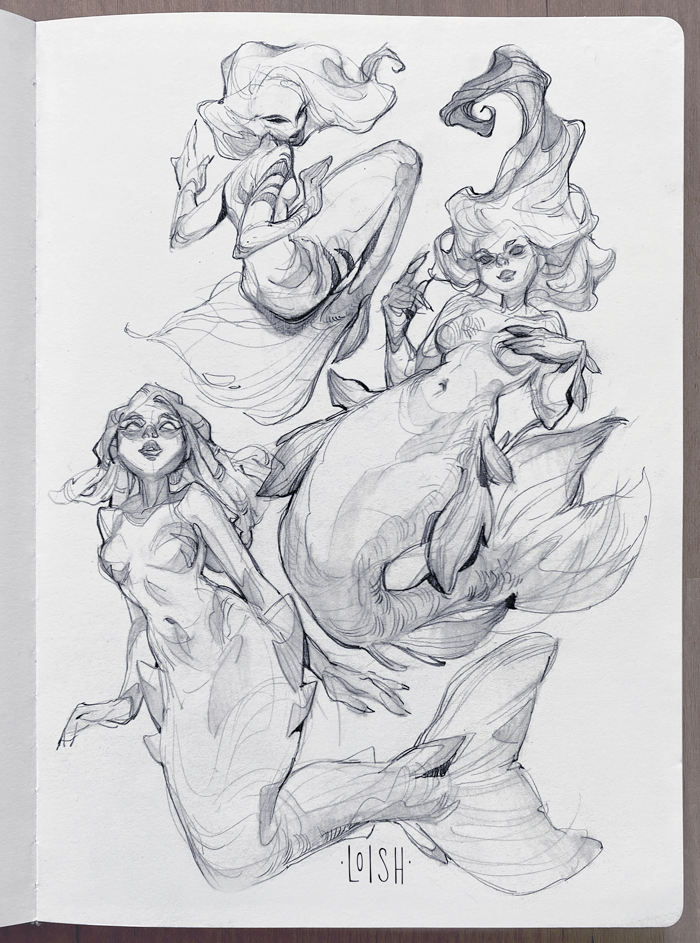 loish:
“Mermaid sketches for MerMay!
”