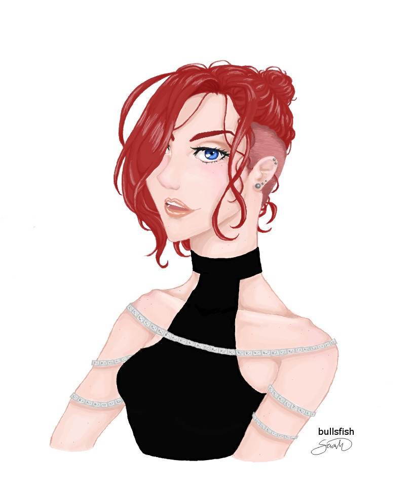 Mila with a side-/undercut is life.
The colours look quite different on my phone than on my computer while I’m drawing and it’s a pain in the ass… It looks better on my computer. *cries* I wonder what everyone else sees.