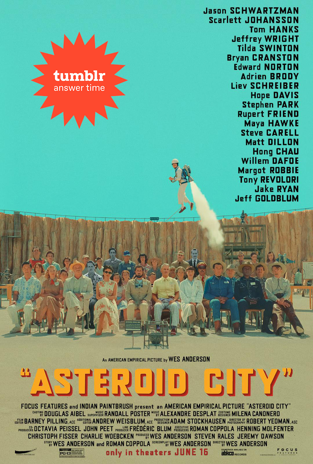 Have a question about Wes Anderson’s upcoming film, Asteroid City? The cast may have answers! Submit your questions here, and join the cast of Asteroid City for their Answer Time on June 20th at 12pm PT / 3pm ET.