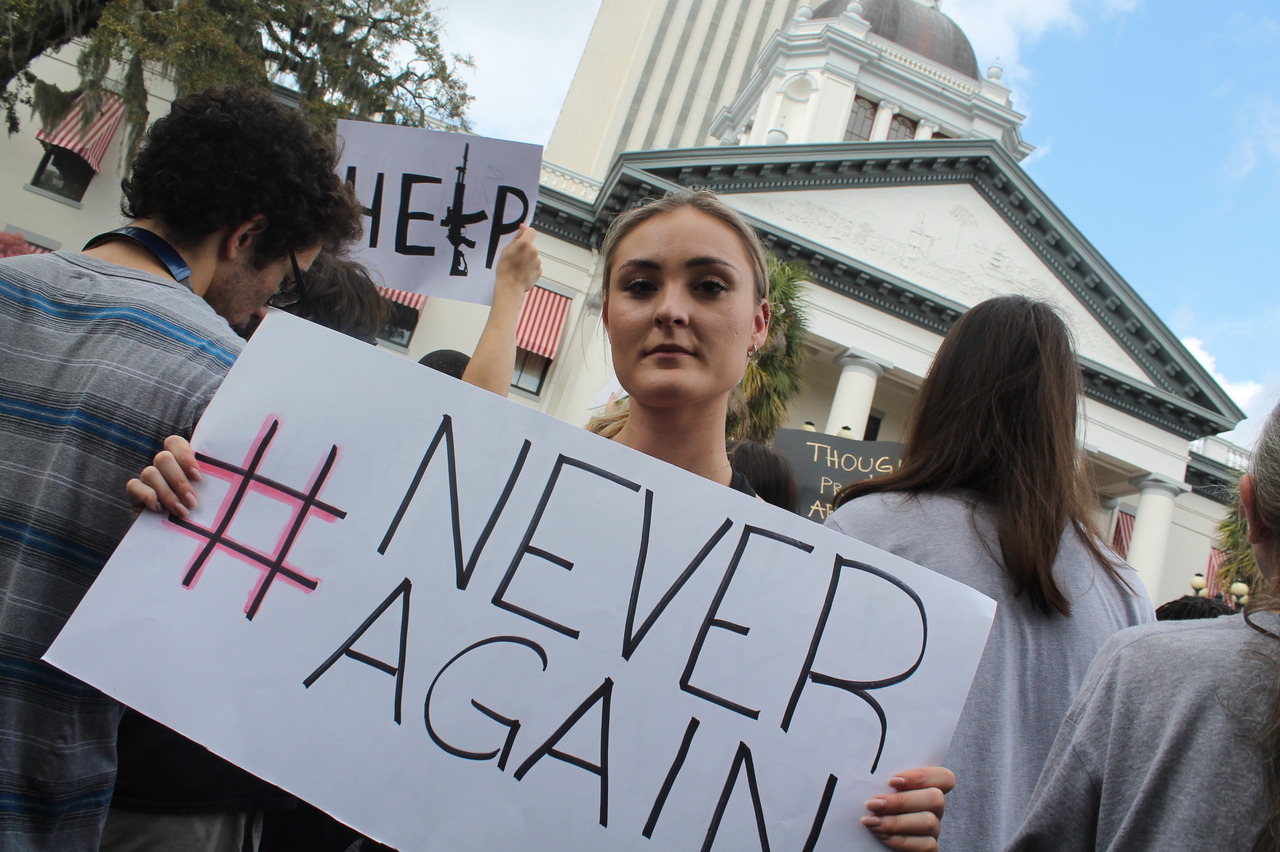 picturesofprotest:
“A young woman proudly protests in front of the capital with a sign reading “#NEVERAGAIN” – a hashtag that has been flooding social media platforms following the Marjory Stoneman Douglas High School Shooting on February 14th....