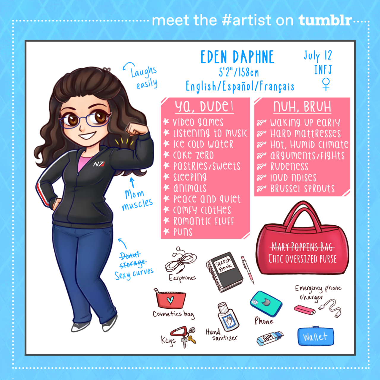 Meet the Artist: Eden Daphne“My name is Eden, a thirty-something-year-old Mexican-American multifandom artist. I have a degree in biology and worked at a zoo for a few years, socializing and cuddling smol mammals, reptiles, birds, and snakes. I...