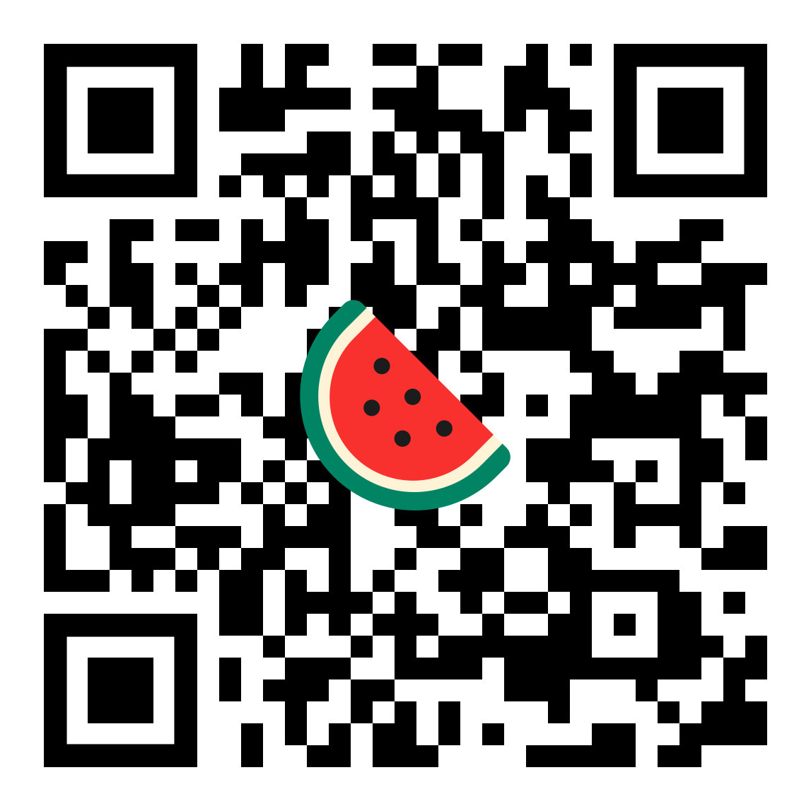 QR code with watermelon icon in center