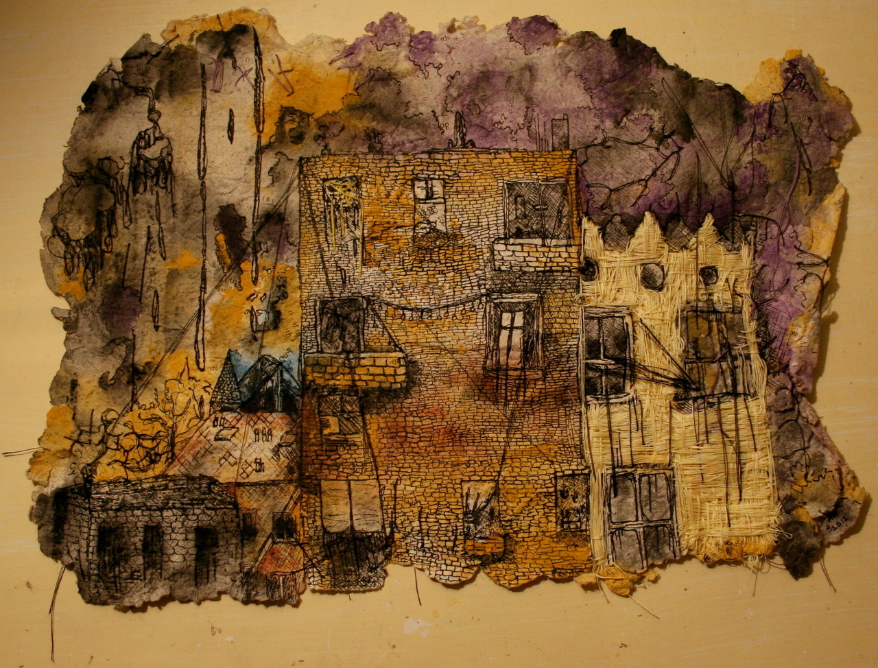 the future hangs over our heads
2012; hand embroidery, illustration, &watercolor on handmade paper
brokenbees