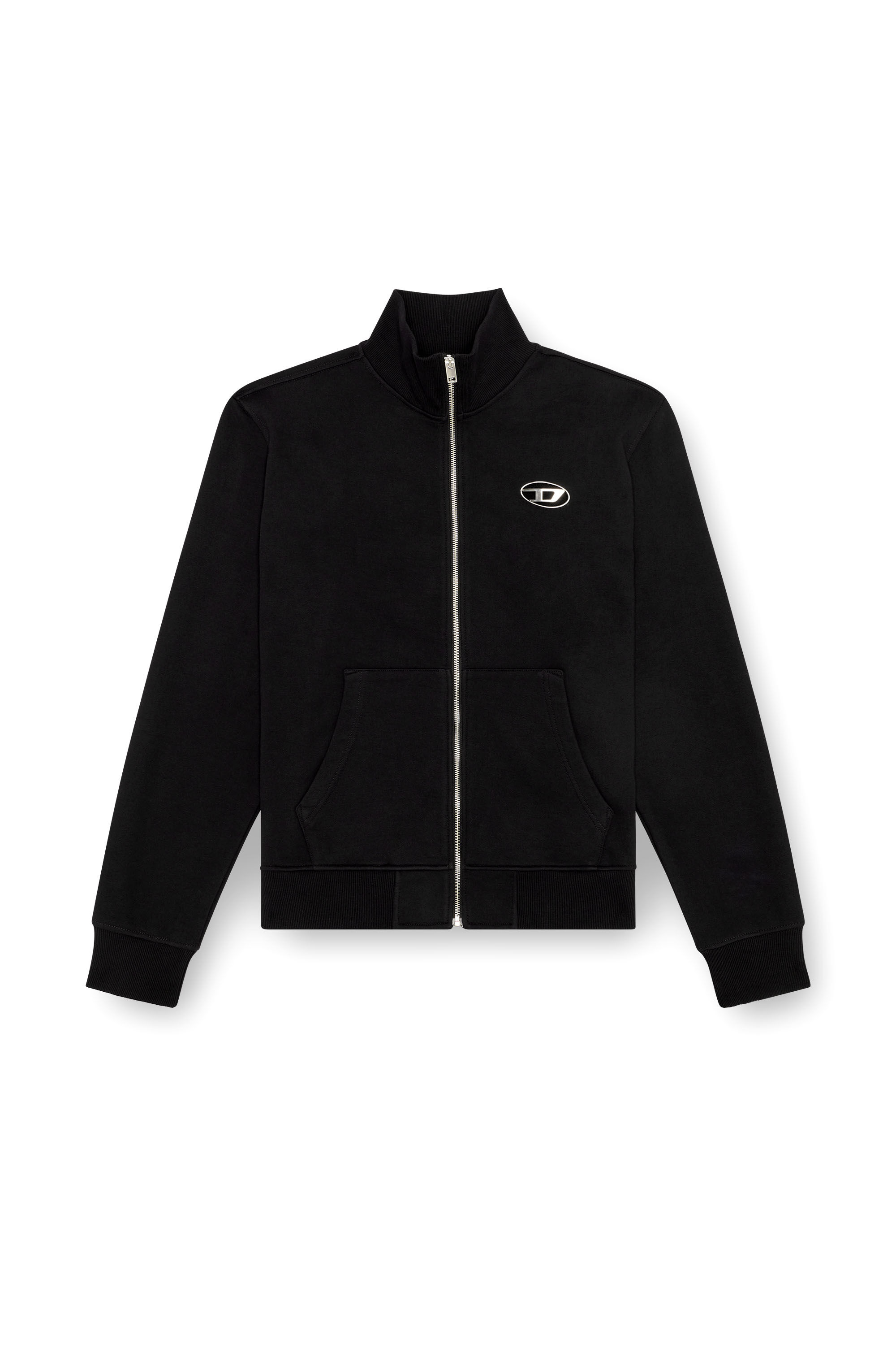 Diesel - S-GINNI-ZIP-OD, Man Zip-up sweatshirt with metallic logo in Black - Image 2