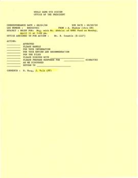 Liaison files : Organization of the Petroleum Exporting Countries (OPEC Fund) - Correspondence 01
