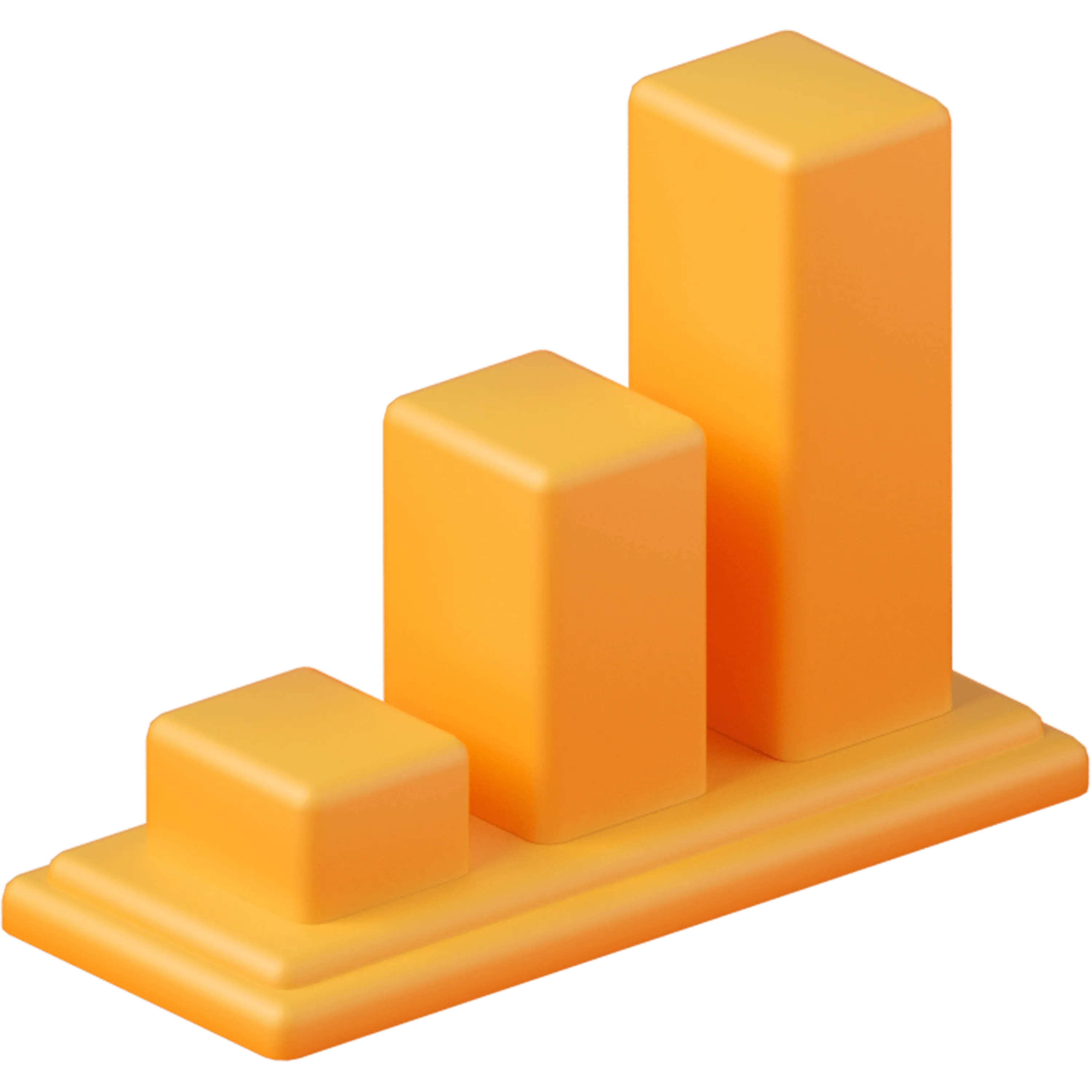A 3d orange red bar chart icon.