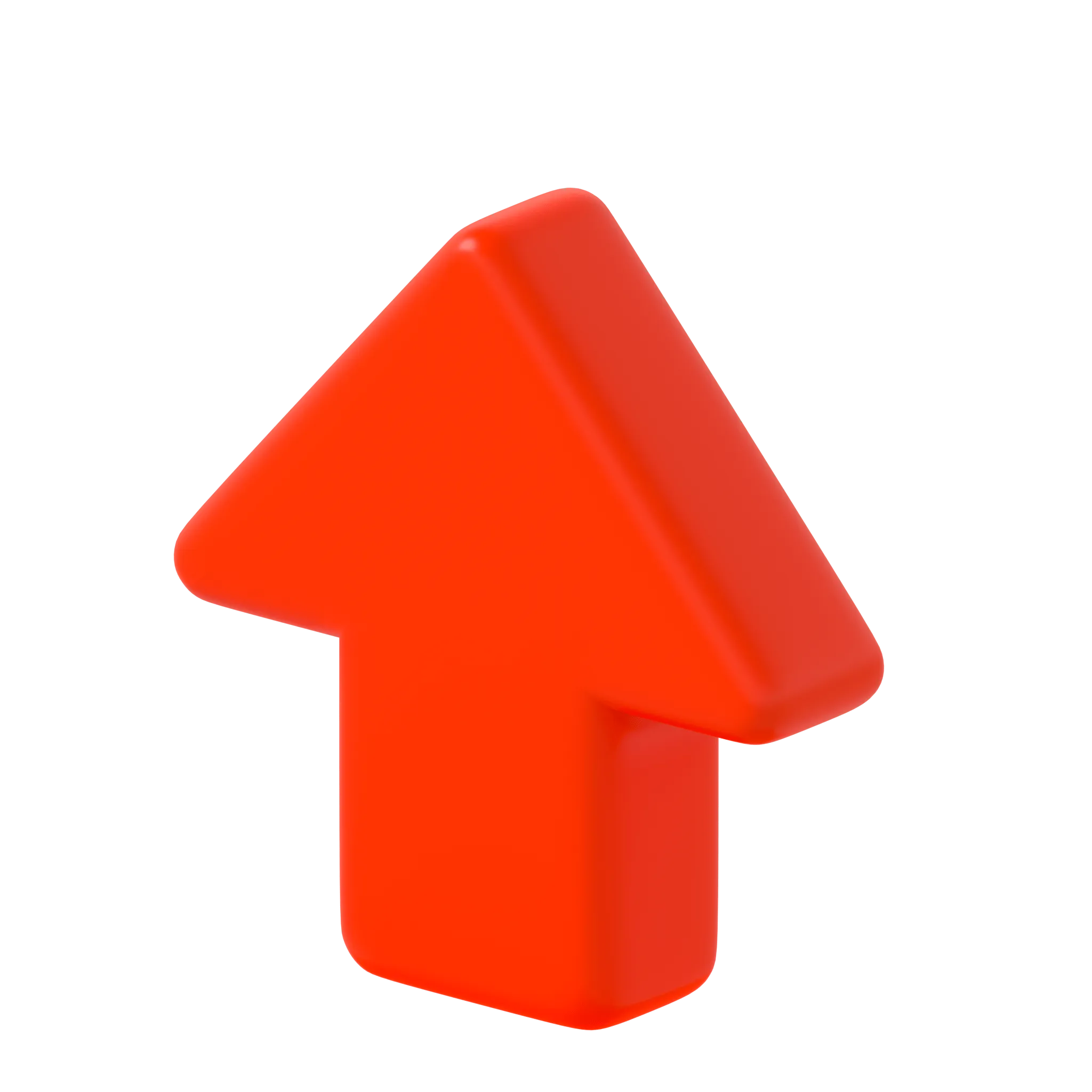 A 3D orange-red up arrow icon.