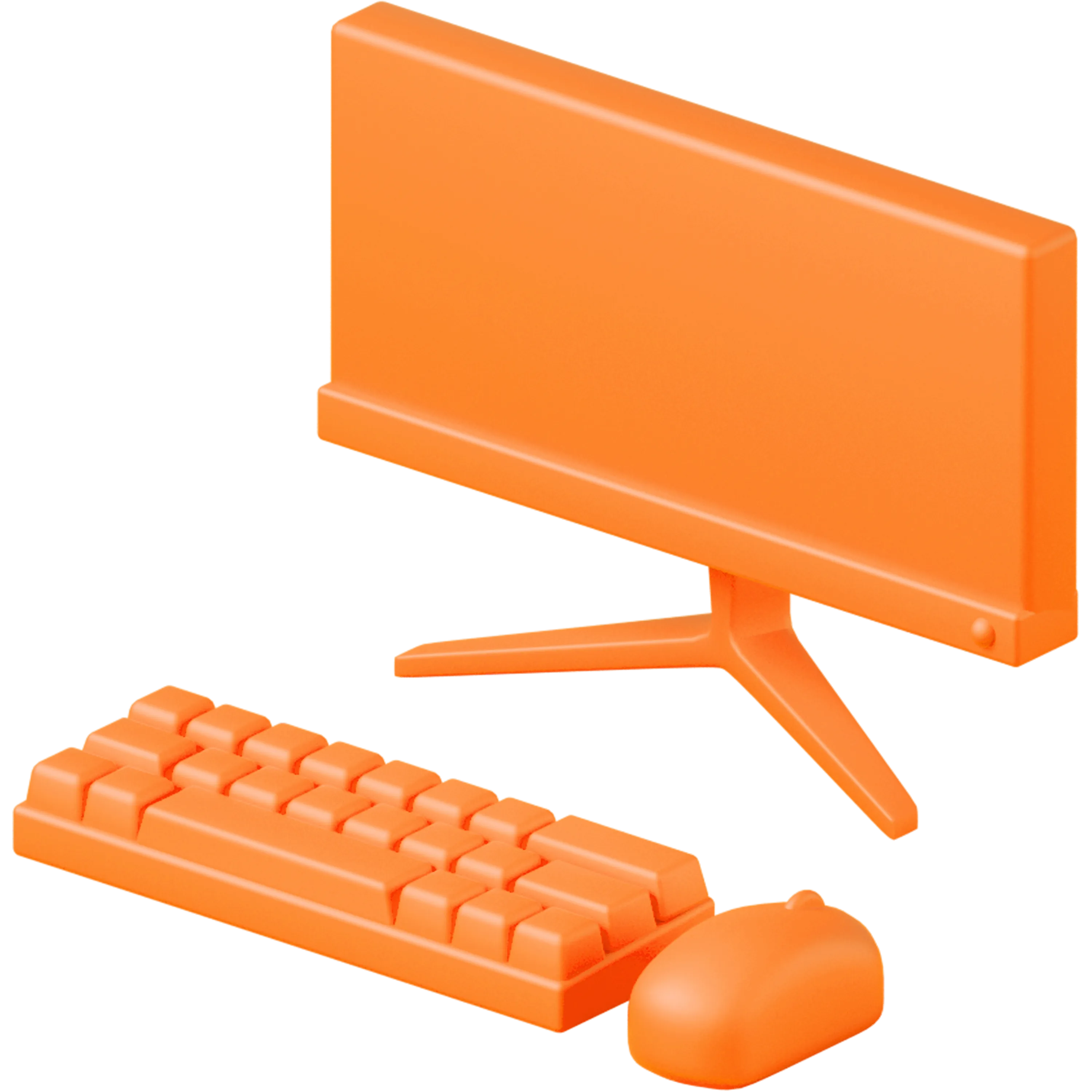 a 3d image of a computer monitor with a keyboard and mouse