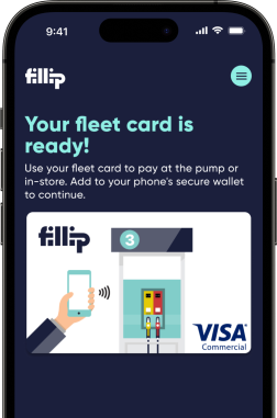Issuance of a Digital Payment Card in the Fillip Fleet App 