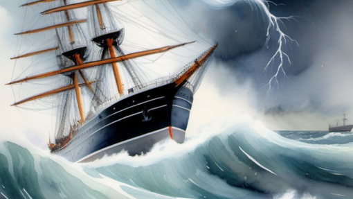 ilustración de un barco en una tormenta