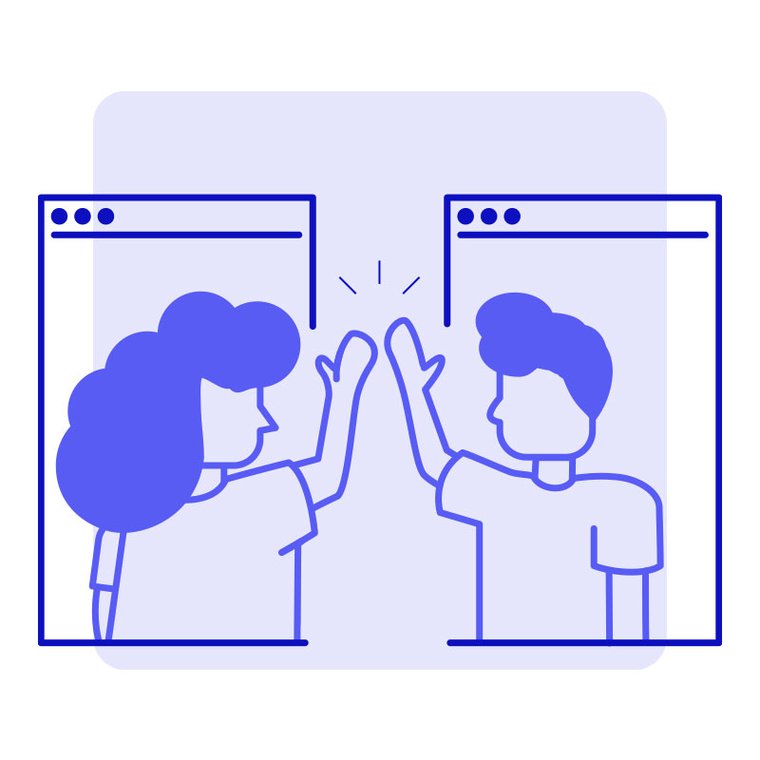 Ilustração de duas pessoas se cumprimentando com um toque das mãos abertas