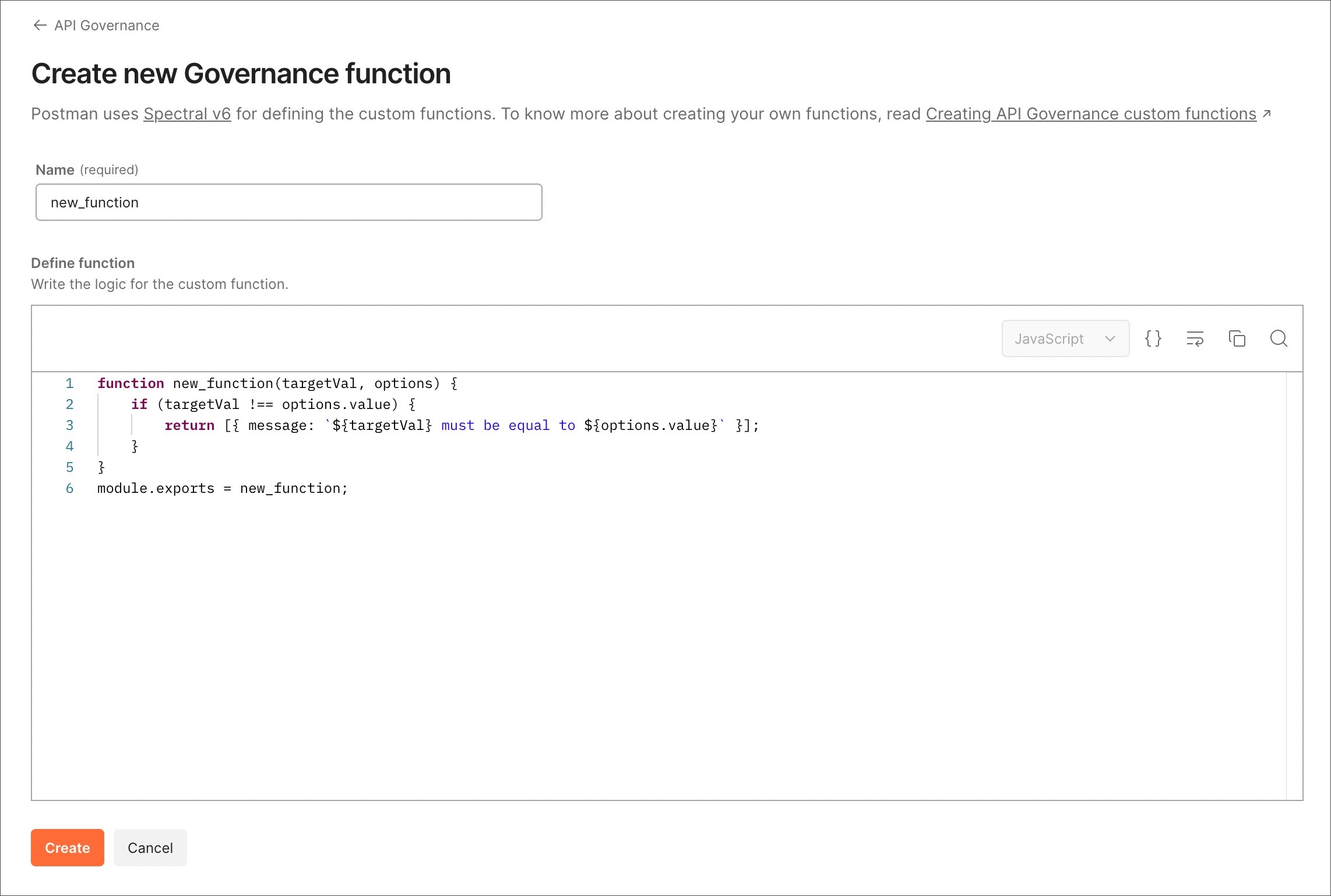 New custom API Governance function