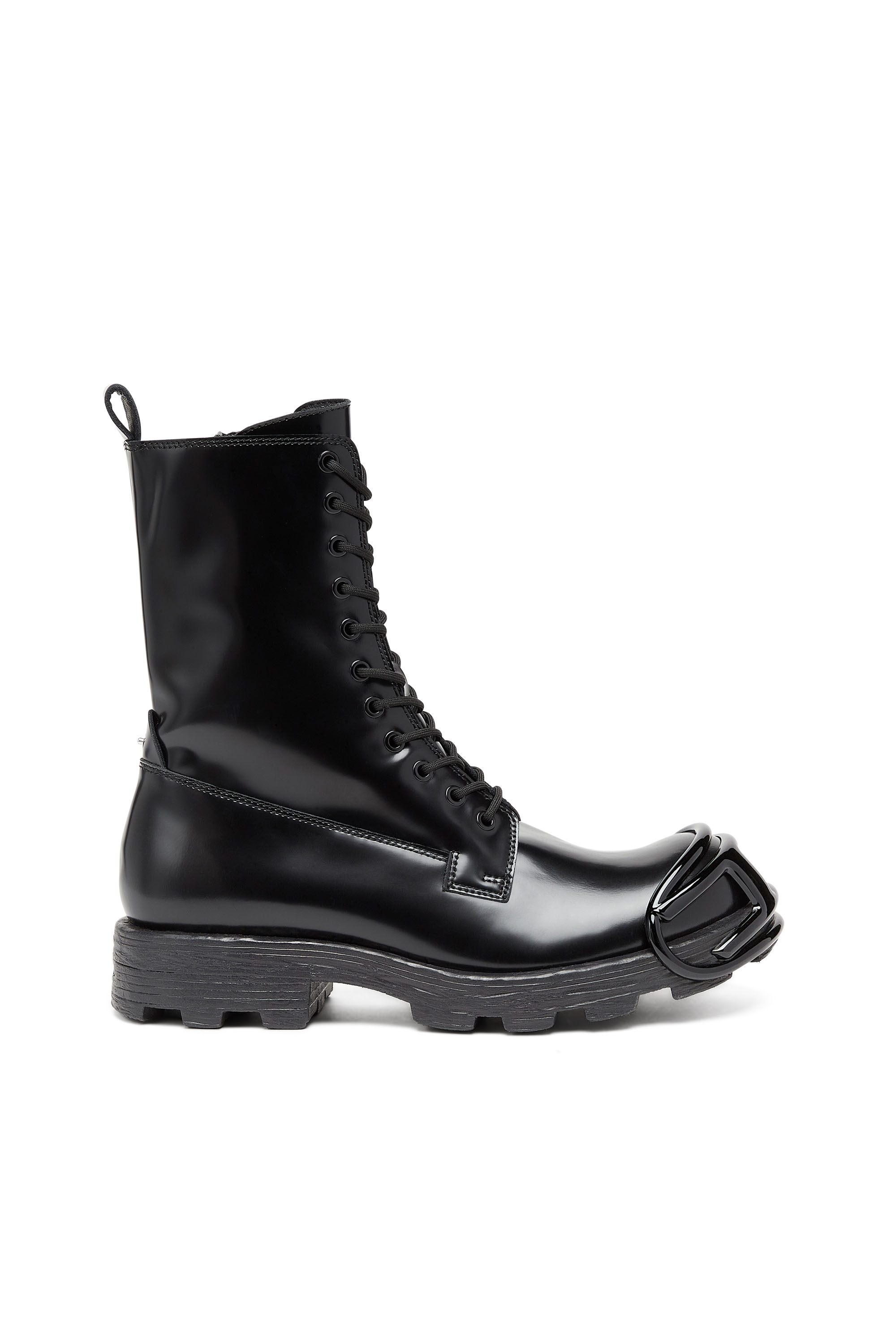 Diesel - D-HAMMER BT D, Man D-Hammer-Leather boots with oval D toe guard in Black - Image 1