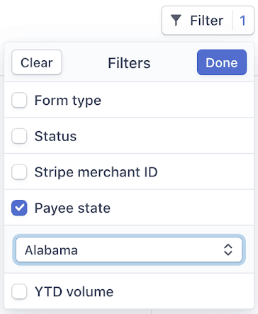 Filter by payee state