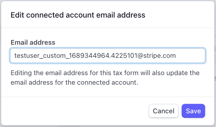 Edit account email address modal