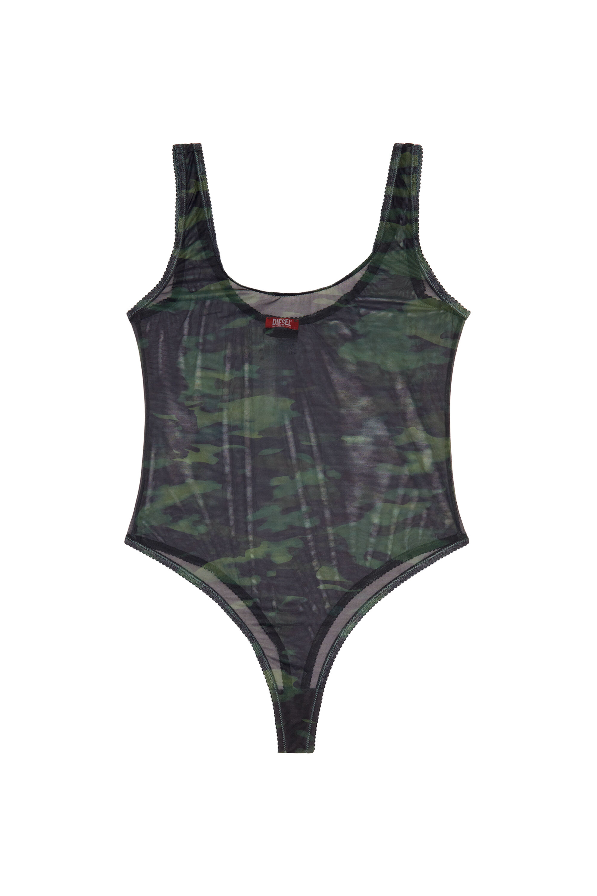 Diesel - UFBY-YOMA, Femme Body string en mesh stretch avec motif camouflage in Noir - Image 2
