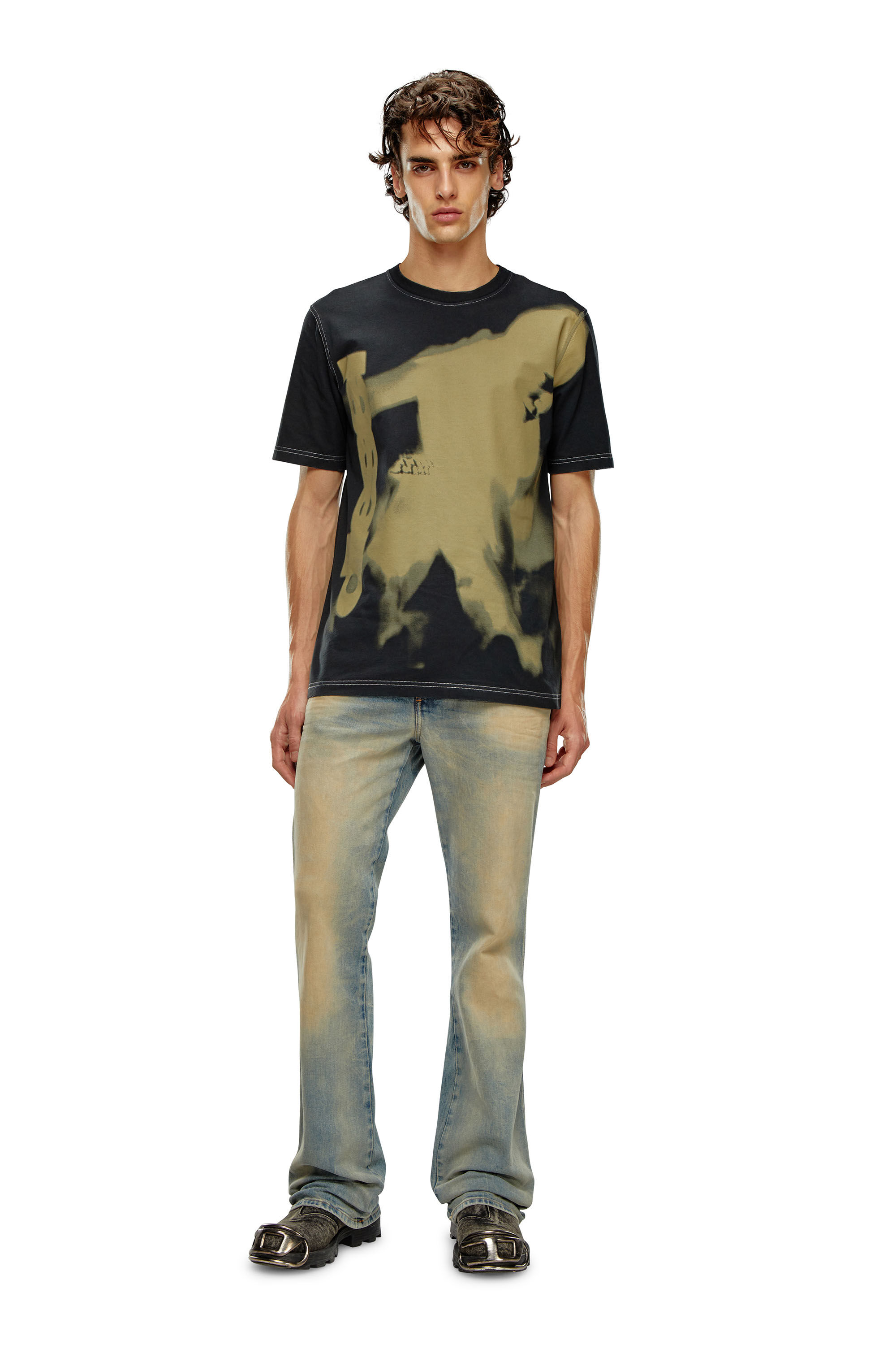Diesel - T-JUST-N13, Homme T-shirt avec imprimé taché in Noir - Image 1