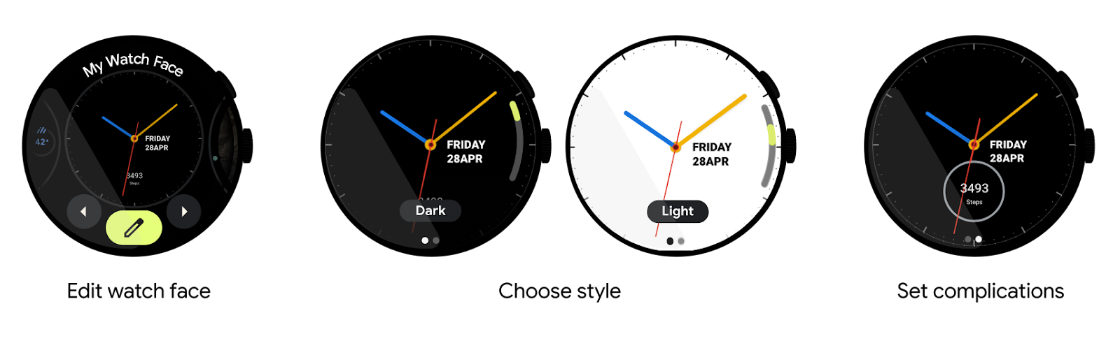 Customizing the watch face with the in-built watch face editor