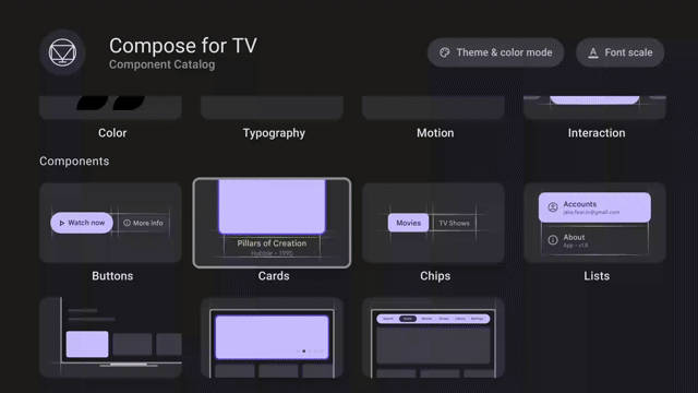 TV Material Catalog app in action