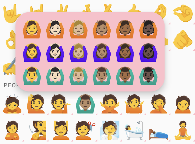 Gambar yang menunjukkan berbagai karakter yang dapat dipilih di EmojiPicker