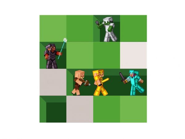 Minecraft figures in a grid