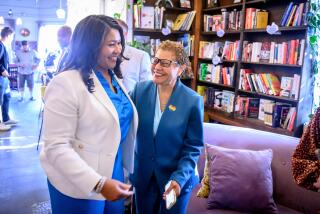 SAN FRANCISCO, CALIFORNIA - JUNE 10: San Francisco Mayors London Breed (L) and Los Angeles Mayor Karen Bass (R) arrive at a panel at MannyOs in San Francisco, California on June 10, 2024. Collectively, these two women represent about 12% of all Californians and manage more than $25 billion of city budgets. (Josh Edelson / For The Times)