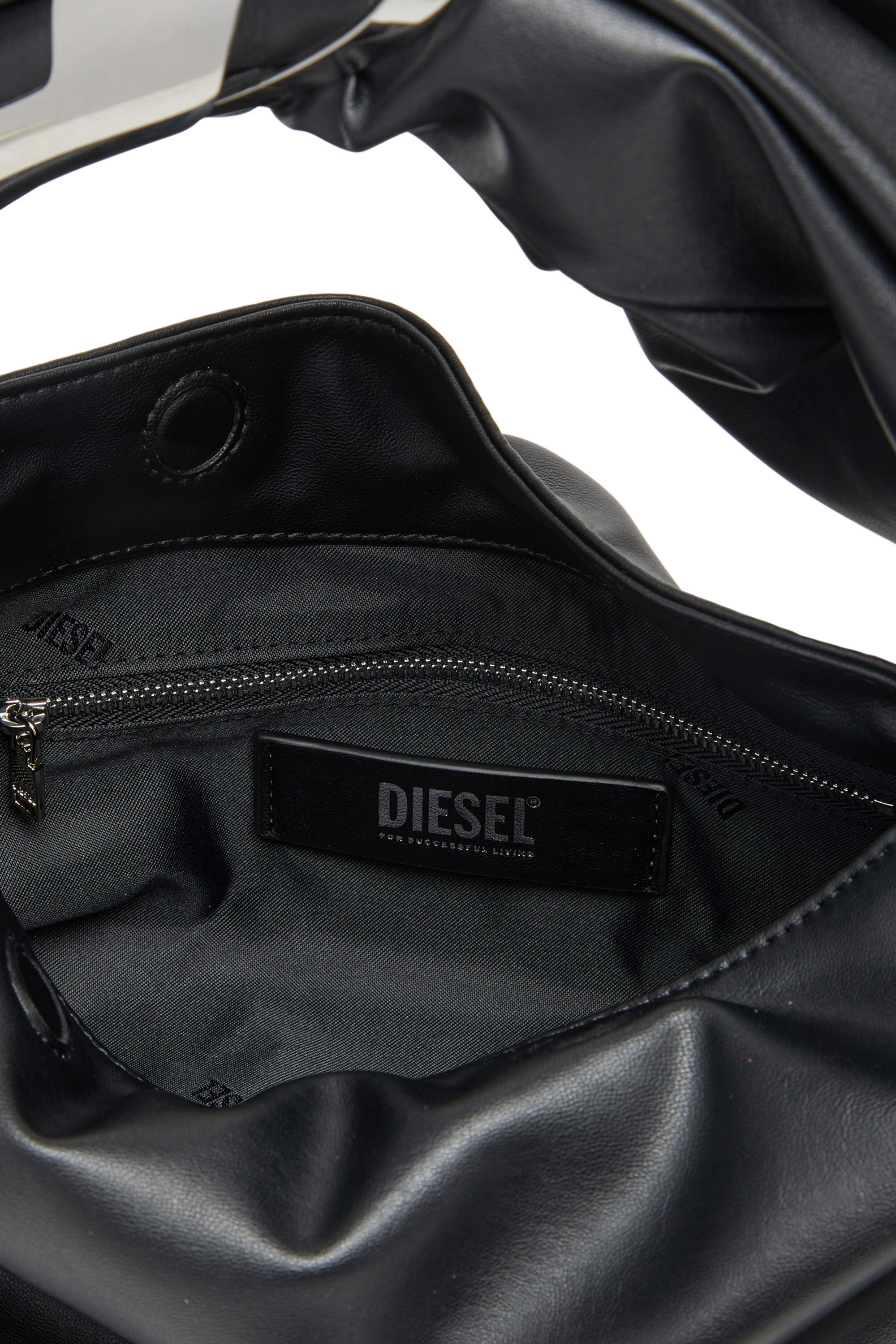 Diesel - GRAB-D HOBO S, Female Grab-D S-Hobo bag with Oval D handle in Black - Image 2