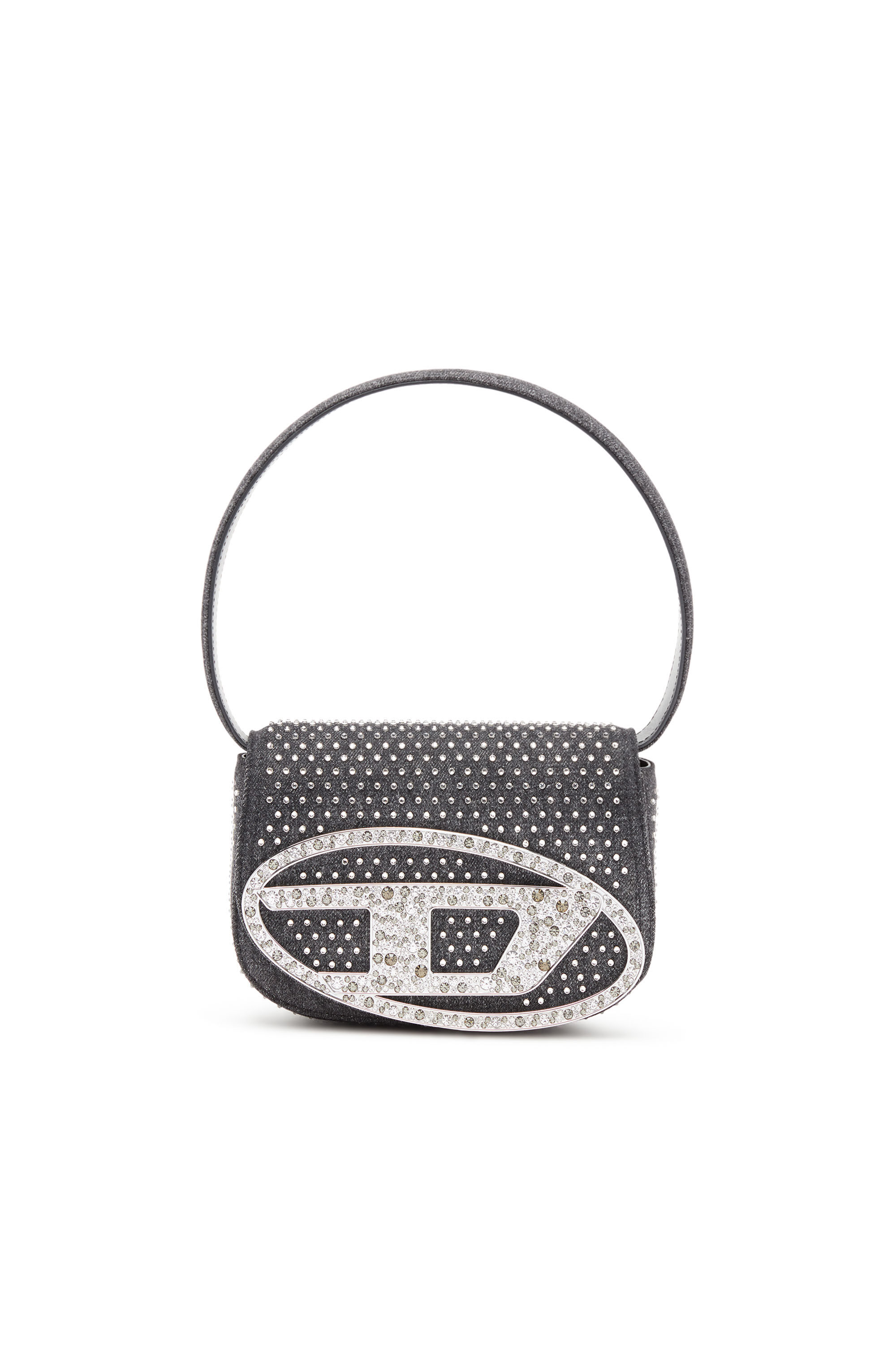 Diesel - 1DR, Femme 1DR-Sac épaule iconique en denim et cristaux in Noir - Image 1