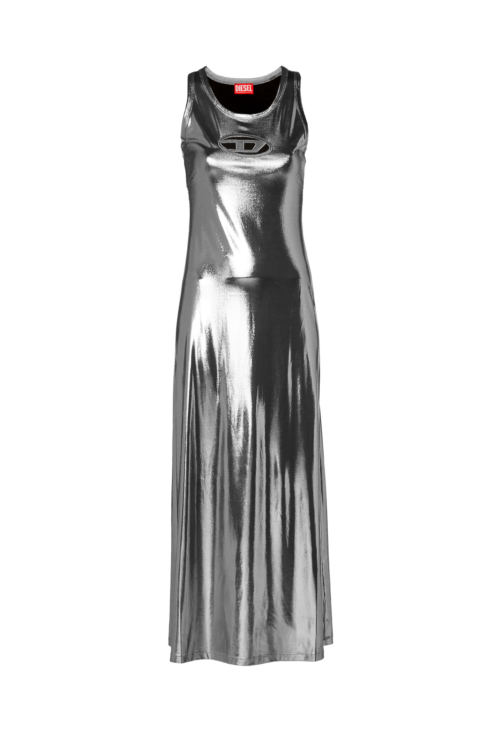 Diesel - D-LYNY, Female Midi dress in metallic stretch jersey in Silver - Image 2