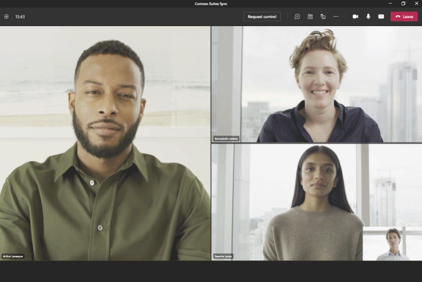 Grupa osób dołączających do rozmowy w Microsoft Teams na Surface Pro 9