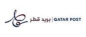 Логотип почты Катара со стилизованной арабской каллиграфией и названием "qatar post" на английском языке