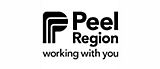 Логотип Peel Region: стилизованная буква "p" рядом с текстом "peel region working with you" черным шрифтом на белом фоне.