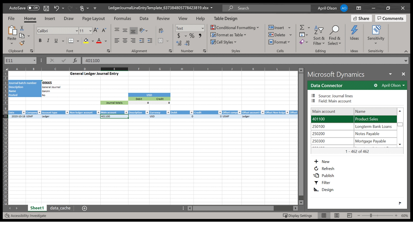 En skärmbild av kalkylbladet Microsoft Excel.
