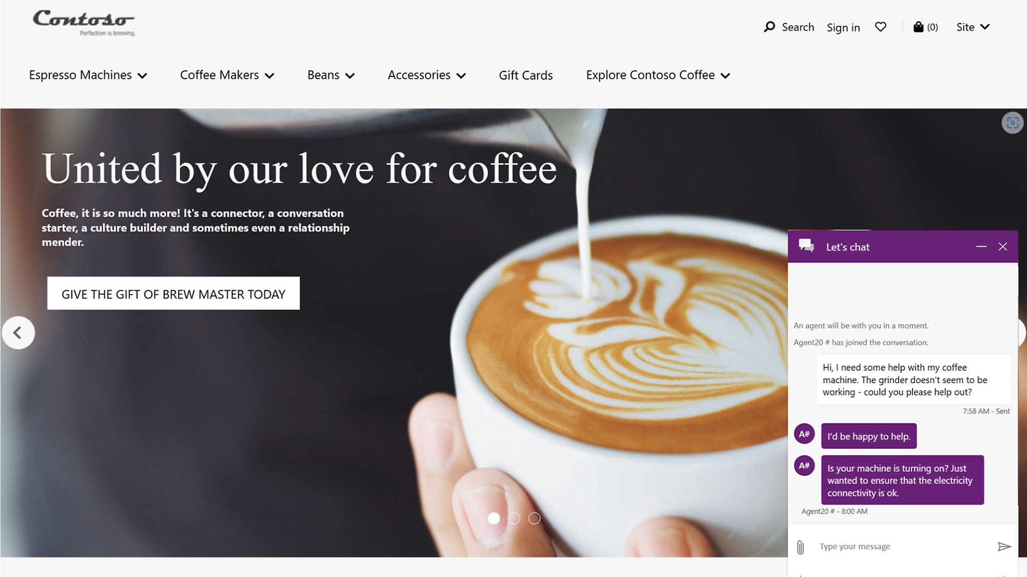コーヒー カップとコーヒーを含む Web サイト。