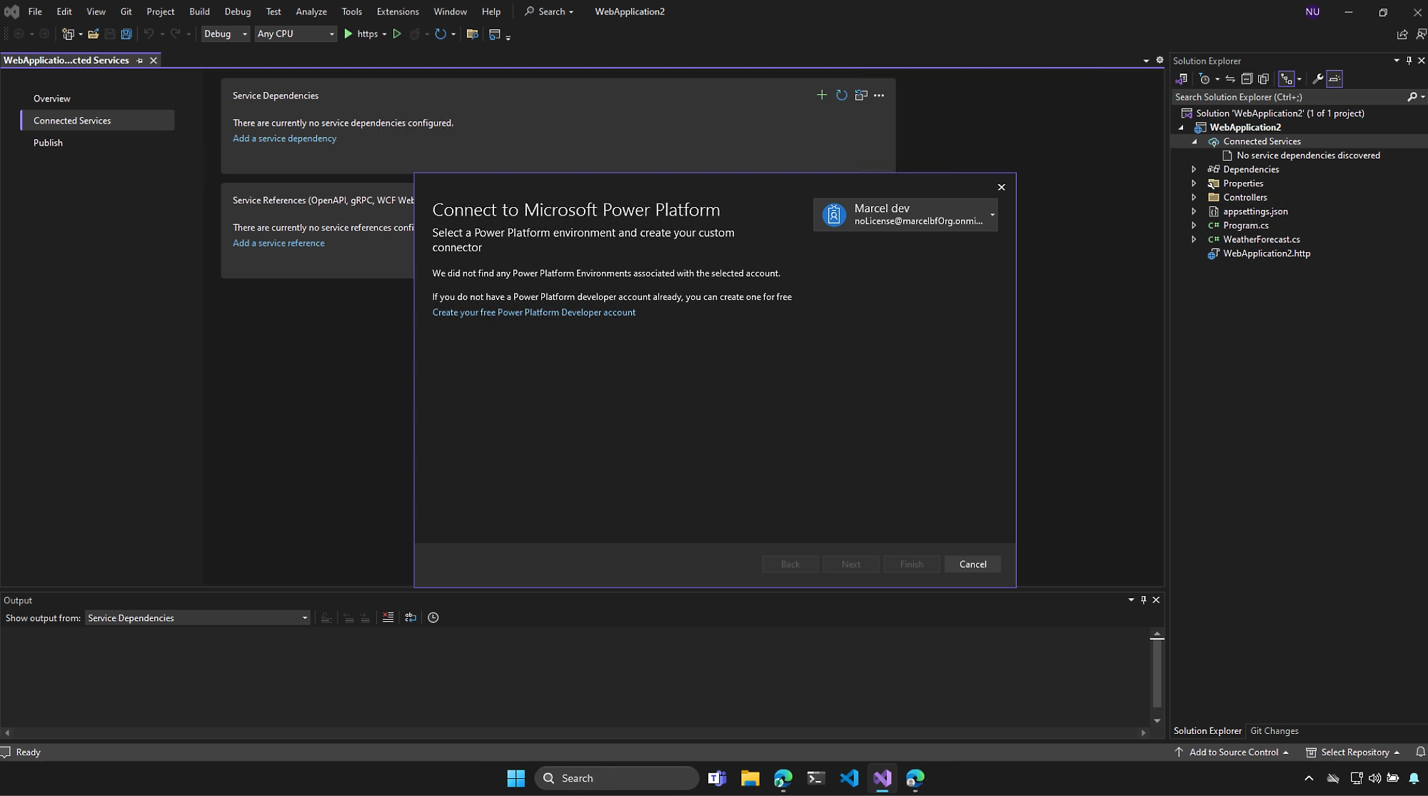 Adobe Visual Studio エディターのスクリーン ショット。