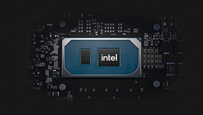 ภาพระยะใกล้ของชิป Intel
