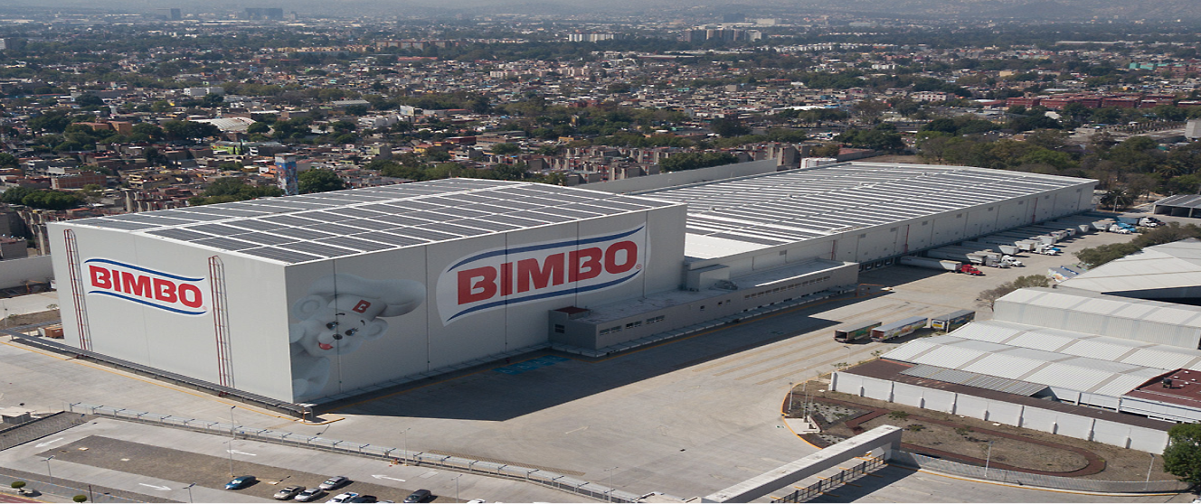 En stor bygning med Bimbo-logo