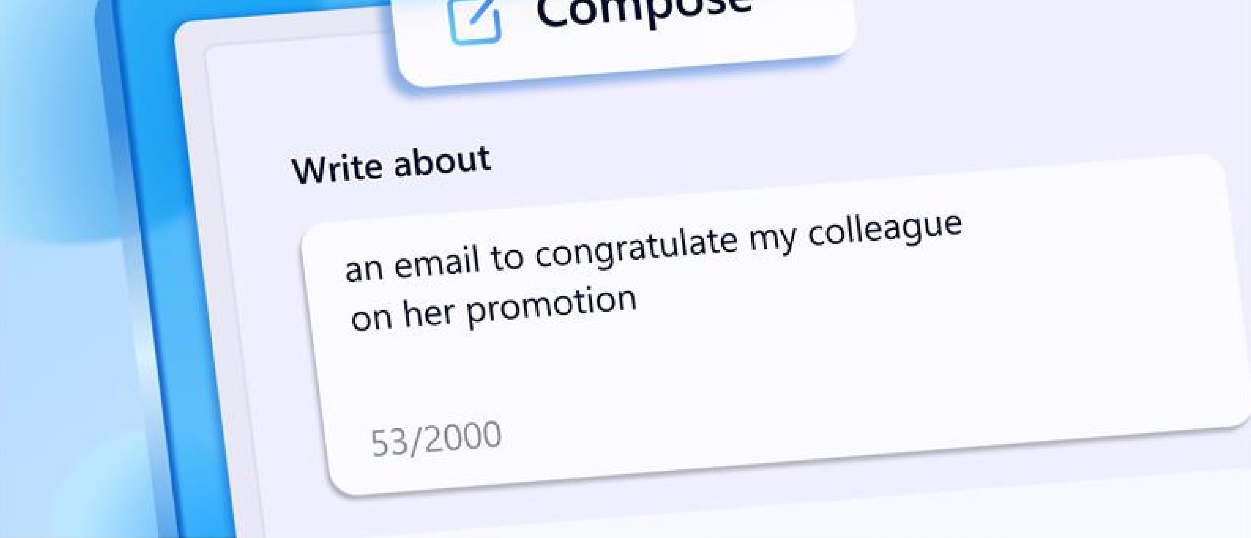 Screenshot eines Prompts an eine KI, eine E-Mail zu schreiben, in der einer Kollegin zur Beförderung gratuliert wird