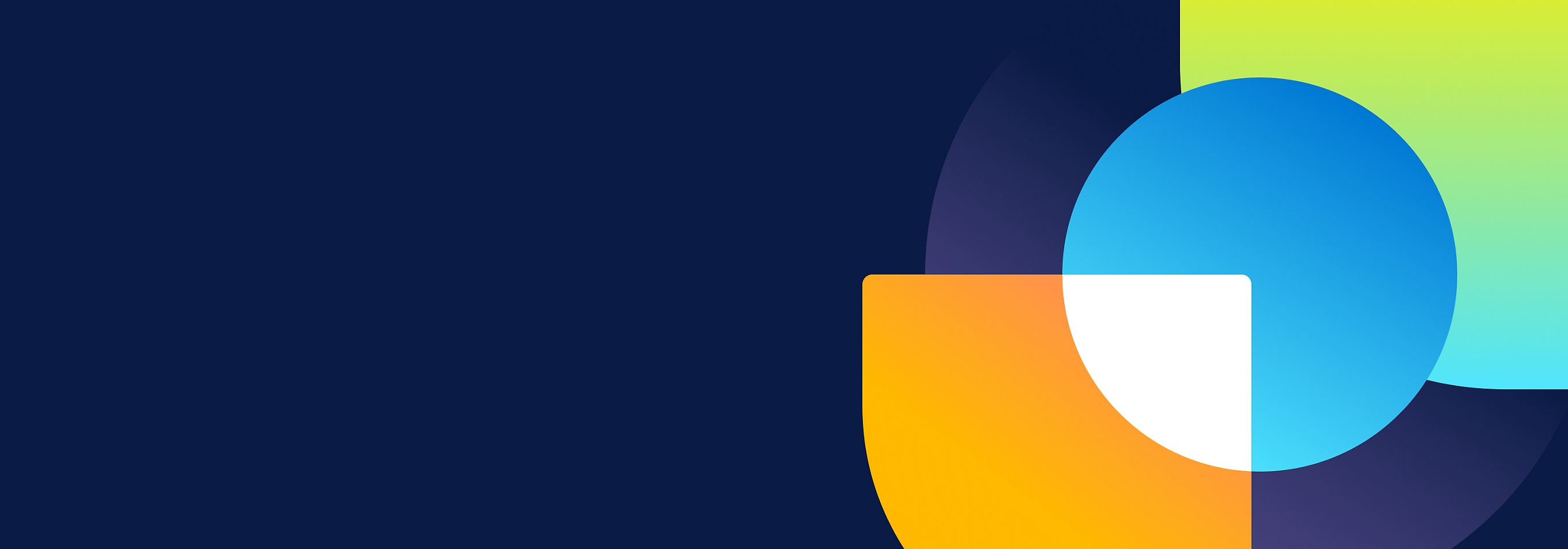 A blue, yellow, and orange circle on a dark blue background.
