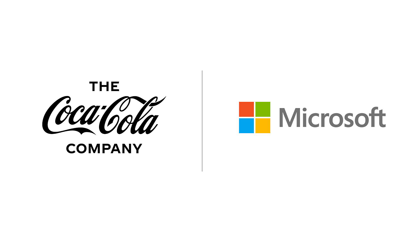 Coca-Colan ja Microsoftin logot