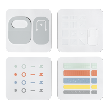 코드 마커, 키 마커, 덮개 오프너를 비롯한 Microsoft Adaptive Kit의 구성품