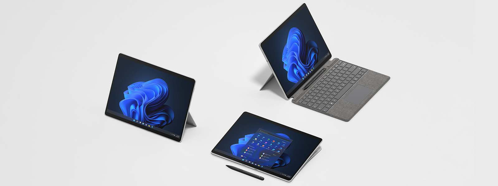 Weergavebeeld dat Surface Pro 8 in verschillende modi toont