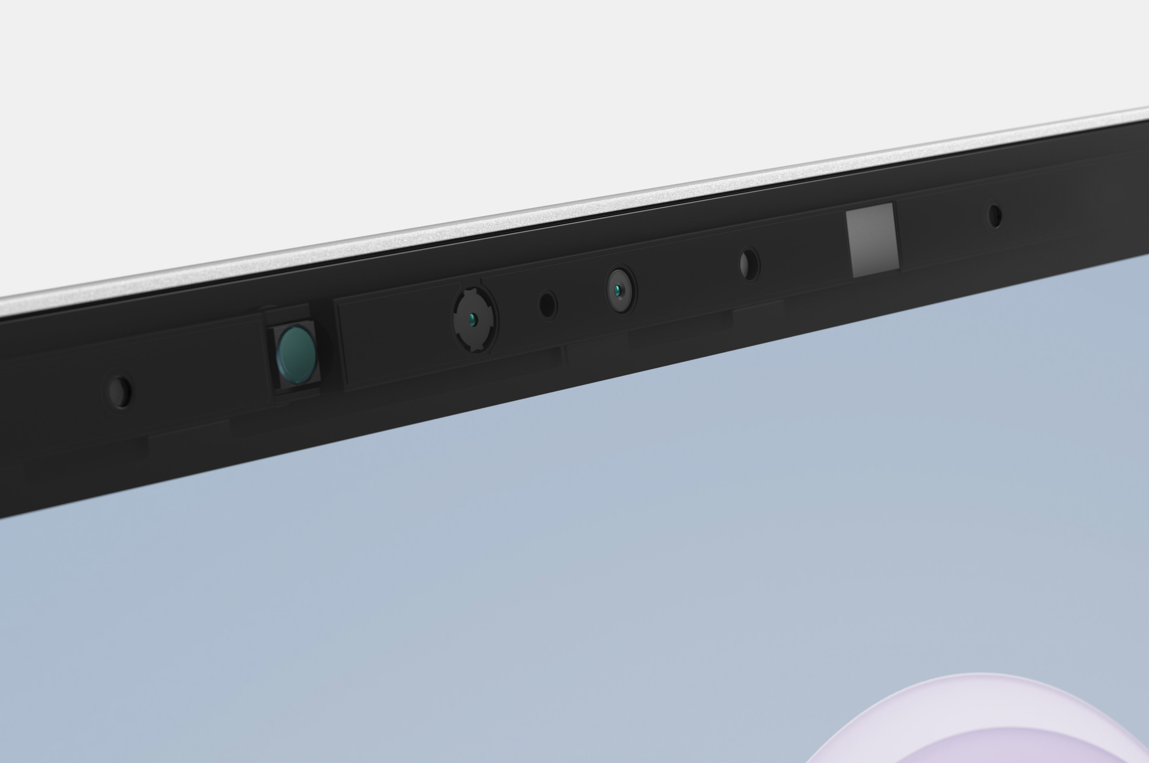 사용 중인 디바이스 스피커를 강조하는 Surface Laptop 6의 렌더링