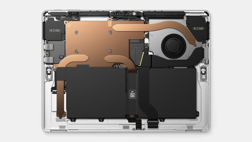 Paparan komponen dalaman Surface Pro 10